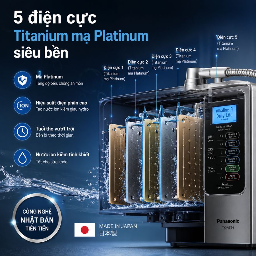 5 điện cực Titanium mạ Platinum siêu bền