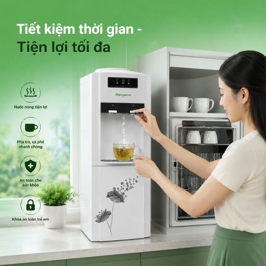 Máy làm nóng lạnh nước uống Kangaroo KG36H - Tiết kiệm thời gian - Tiện lợi tối đa