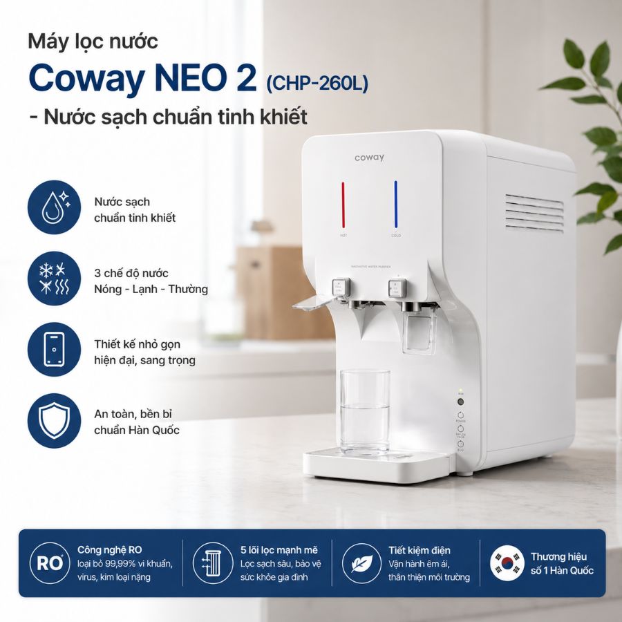 Máy lọc nước Coway NEO 2 (CHP-260L) - Nước sạch chuẩn tinh khiết