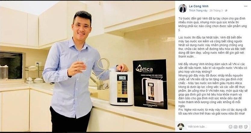 Cầu thủ Công Vinh tậu máy lọc nước Atica cho vợ yêu