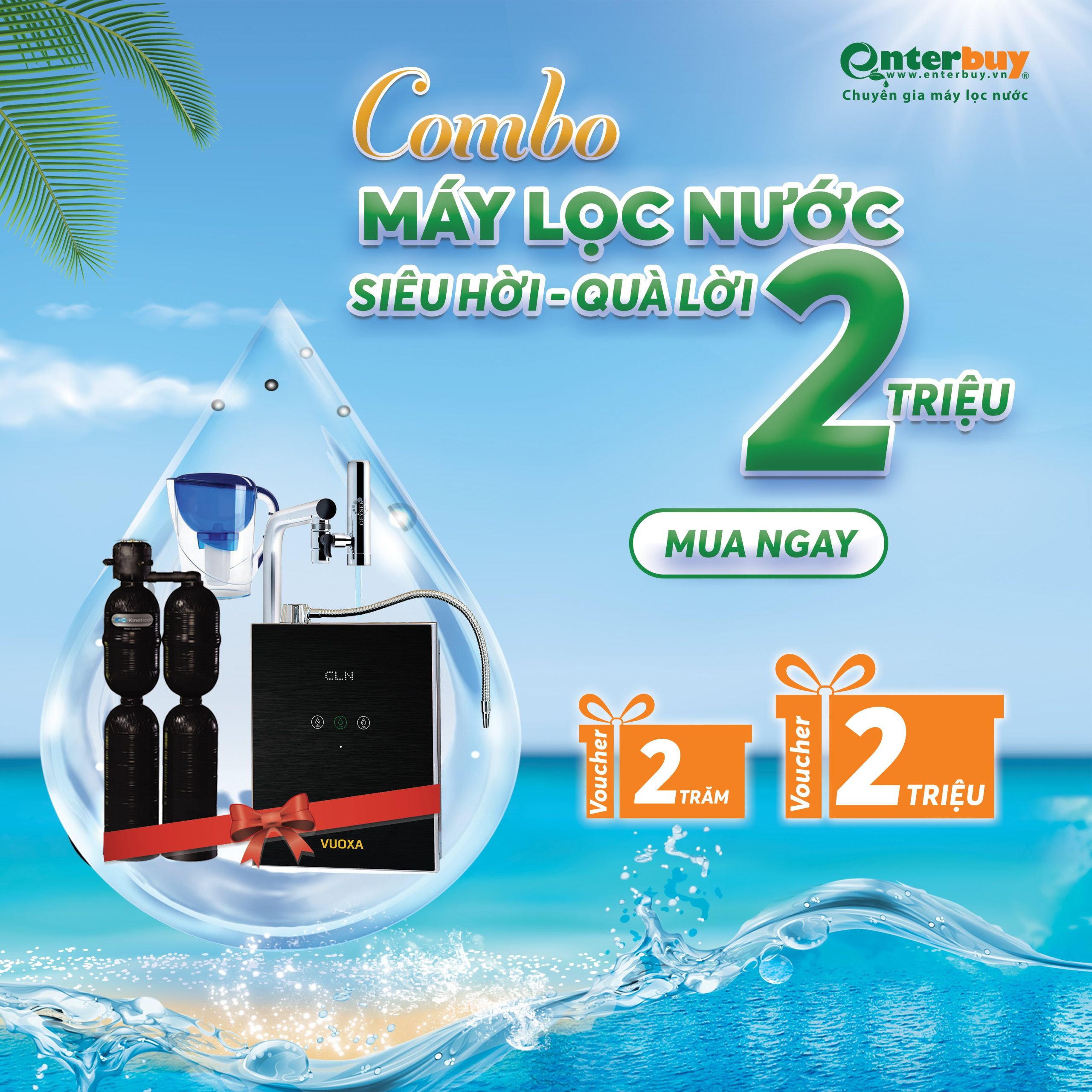 Enterbuy tặng Voucher hấp dẫn khi mua combo sản phẩm máy ion kiềm