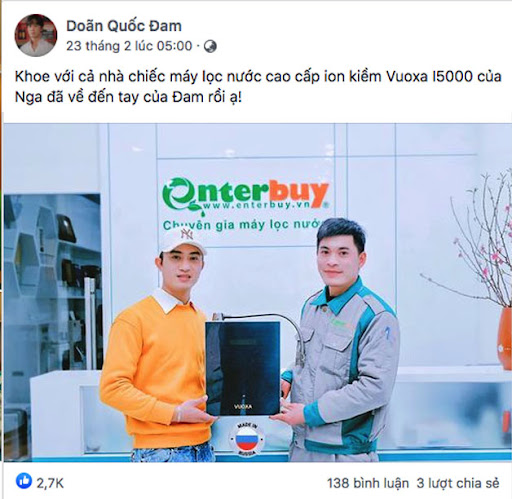 Máy lọc nước ion kiềm Vuoxa i5000 – Thương hiệu Hoàng Gia Anh được diễn viên Quốc Đam tin dùng