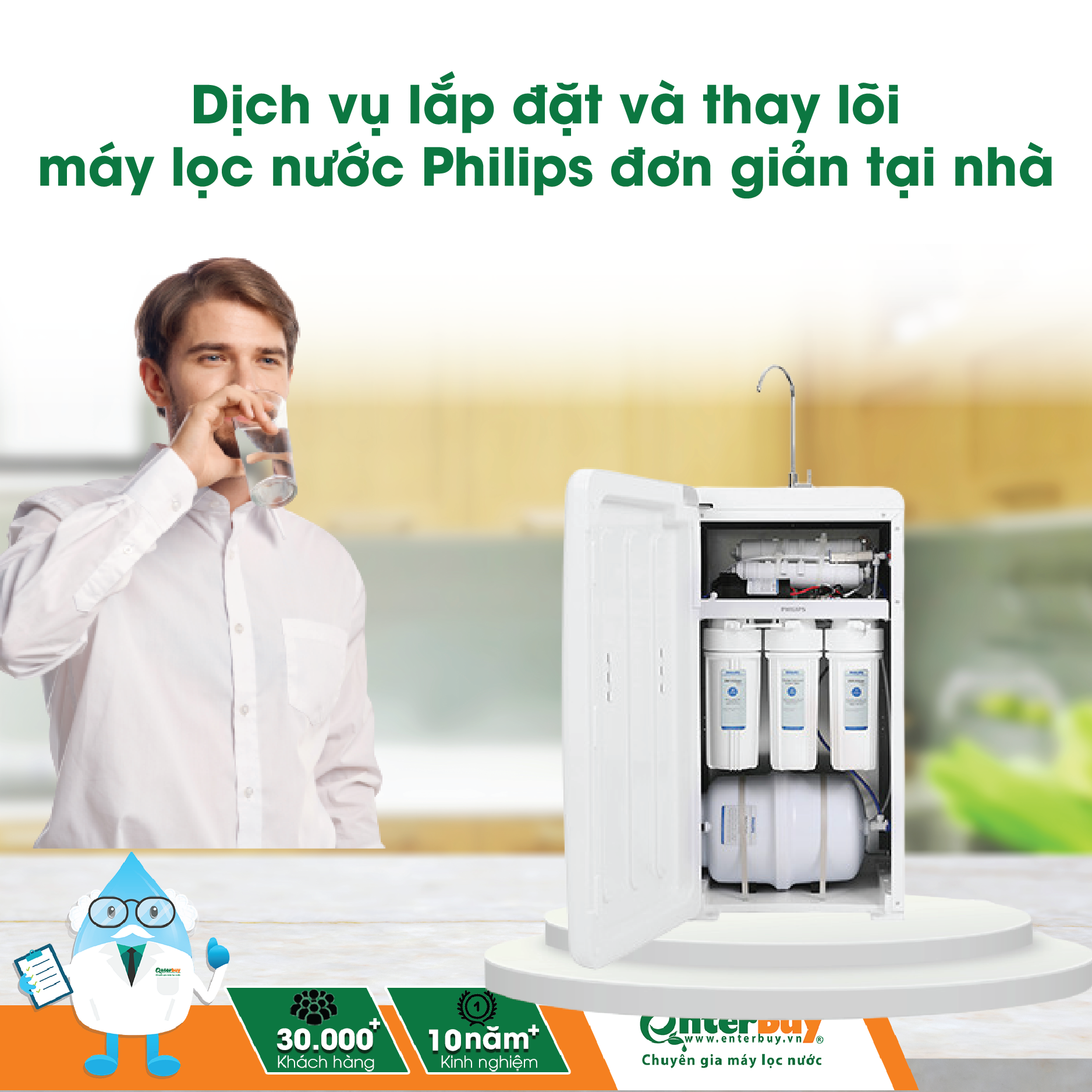 Dịch vụ lắp đặt và thay lõi máy lọc nước Philips đơn giản tại nhà