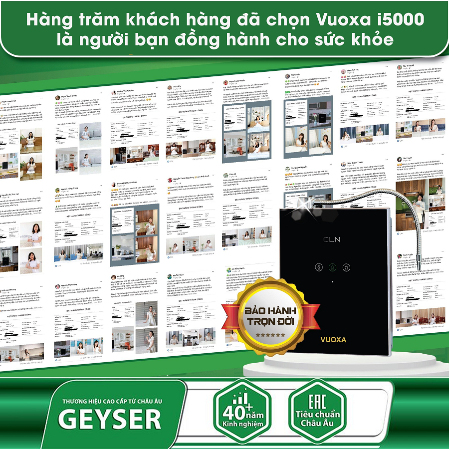 Máy lọc nước ion kiềm Vuoxa i5000 được hàng nghìn khách hàng tin tưởng ủng hộ