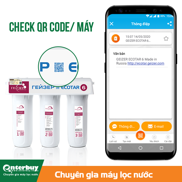 Cách nhận biết máy Nano Geyser bằng mã QR.