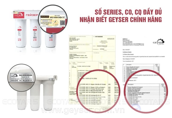 CO CQ của máy lọc Ecotar 5 - Geyser Việt Nam
