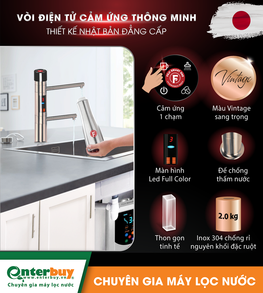 Vòi điện tử cảm ứng thông minh máy ion kiềm Fuji U60