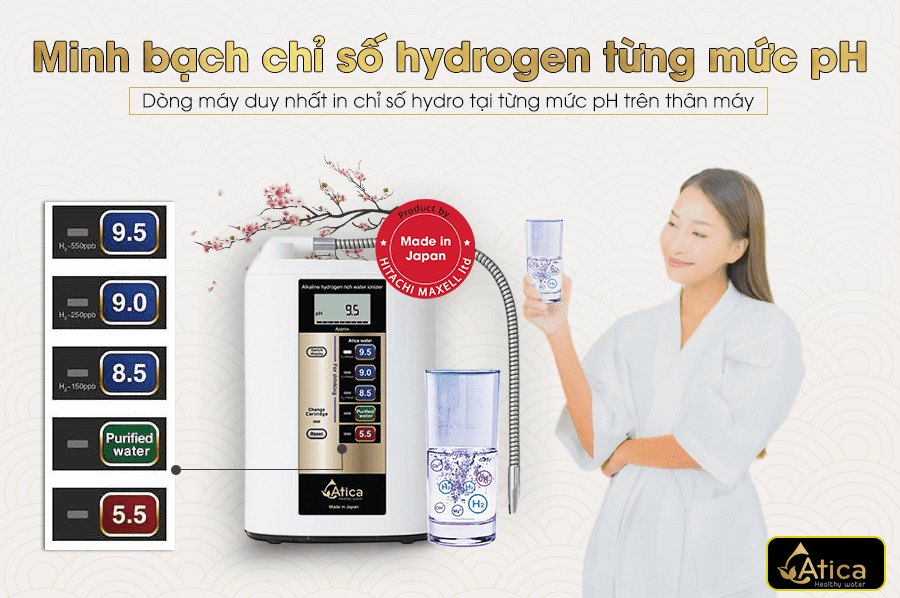 Máy lọc nước ion kiềm giàu hydro Atica