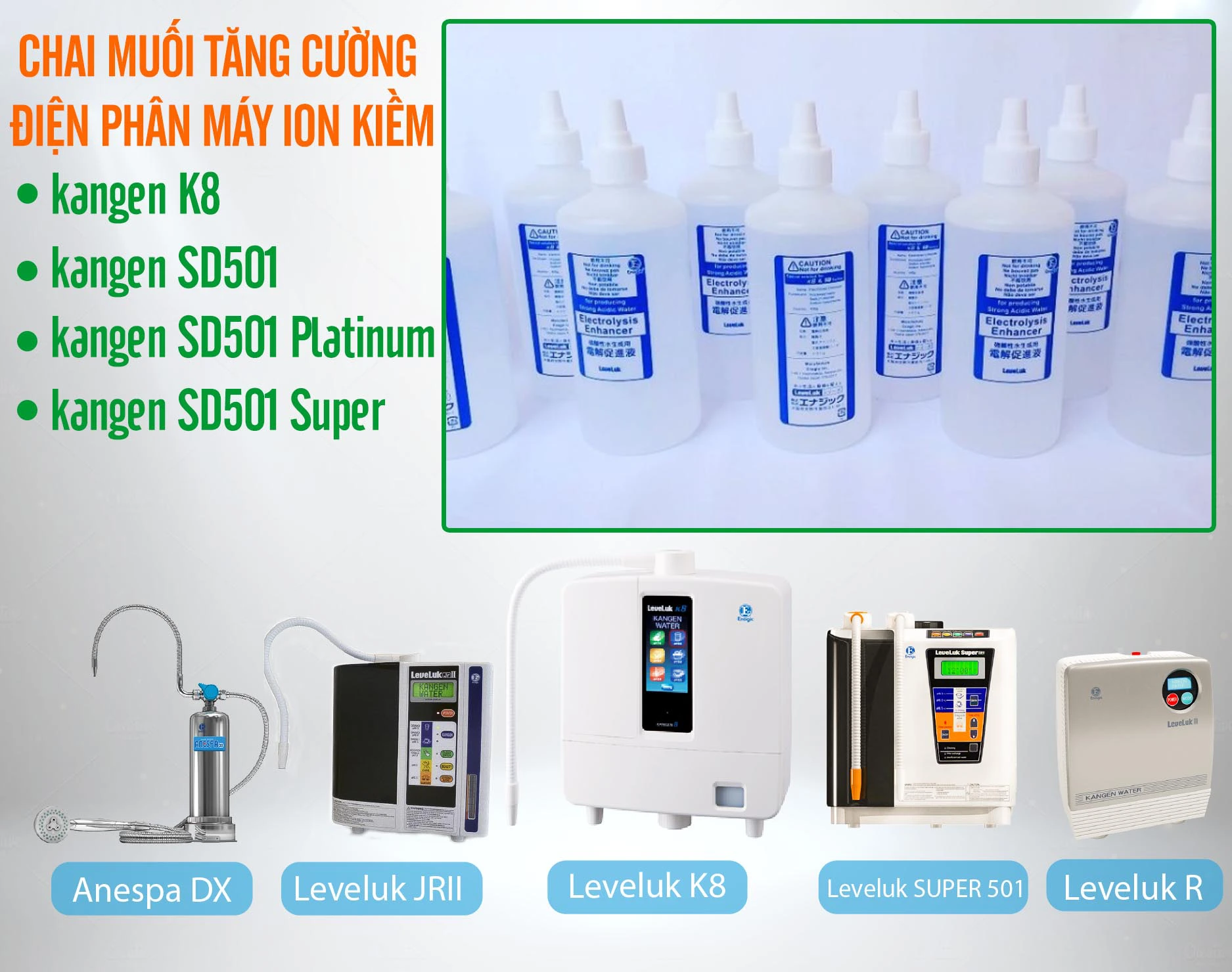 Muối tăng cường điện phân máy lọc nước ion kiềm là gì 