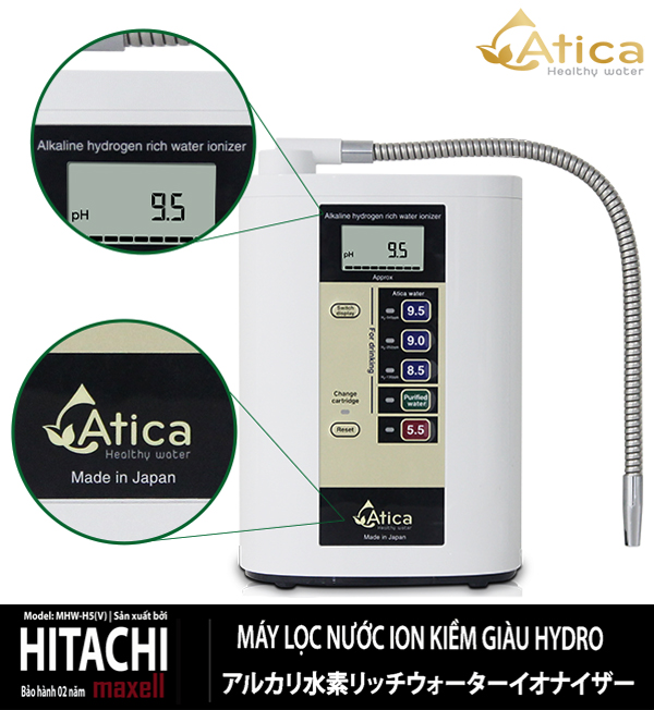 Máy lọc nước ion kiềm giàu Hydro Atica Maxell MHY-AWS5 – Phiên bản Quốc Tế