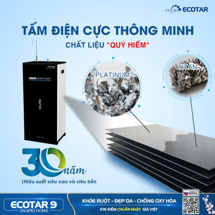 Tấm điện cực Titanium quý hiếm của máy lọc nước Geyser Ecotar 9 UltraRO Home