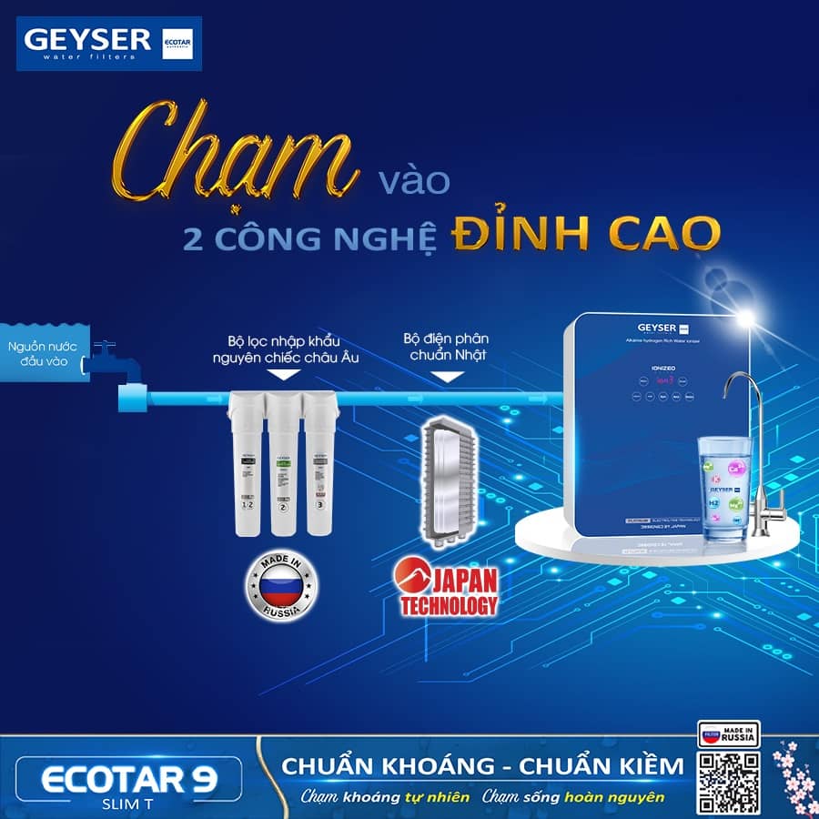 Geyser Ecotar 9 Slim T kết hợp 2 công nghệ hàng đầu thế giới 