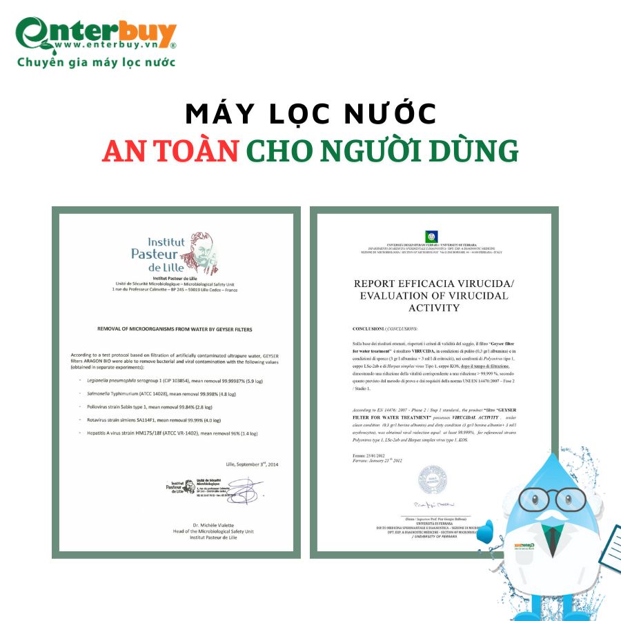 Máy lọc nước cần có đầy đủ các giấy chứng nhận liên quan