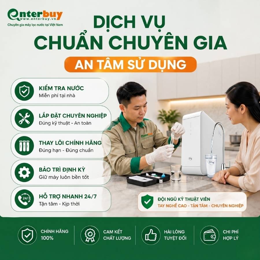 Dịch vụ chuẩn chuyên gia an tâm sử dụng máy lọc nước từ Enterbuy