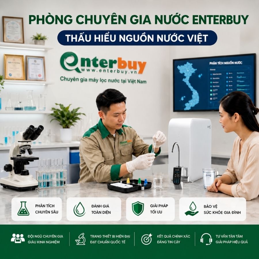 Phòng chuyên gia nước Enterbuy phân tích giải pháp lọc nước cho gia đình