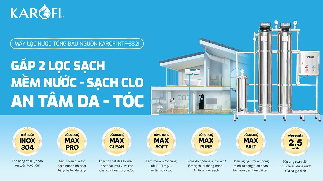Máy lọc nước tổng đầu nguồn Karofi KTF - 332