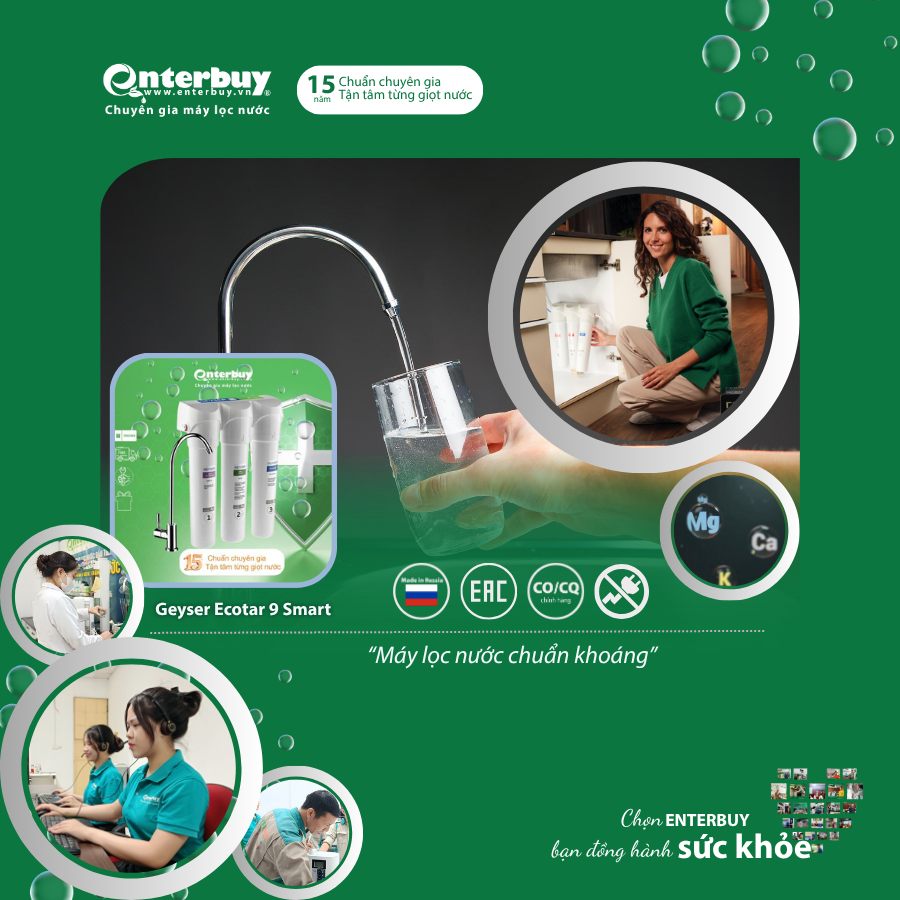 Máy lọc nước chuẩn khoáng Geyser Ecotar 9 Smart không cần nguồn điện