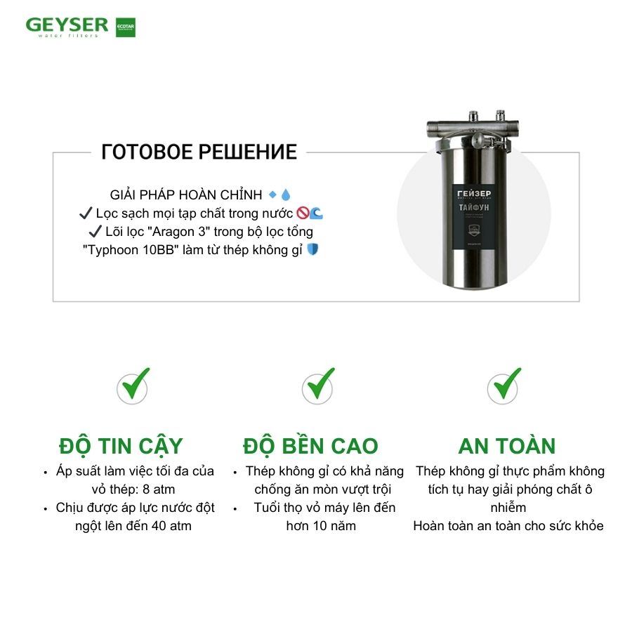 Ưu điểm của lõi lọc nước nano Geyser Aragon 3 10BB
