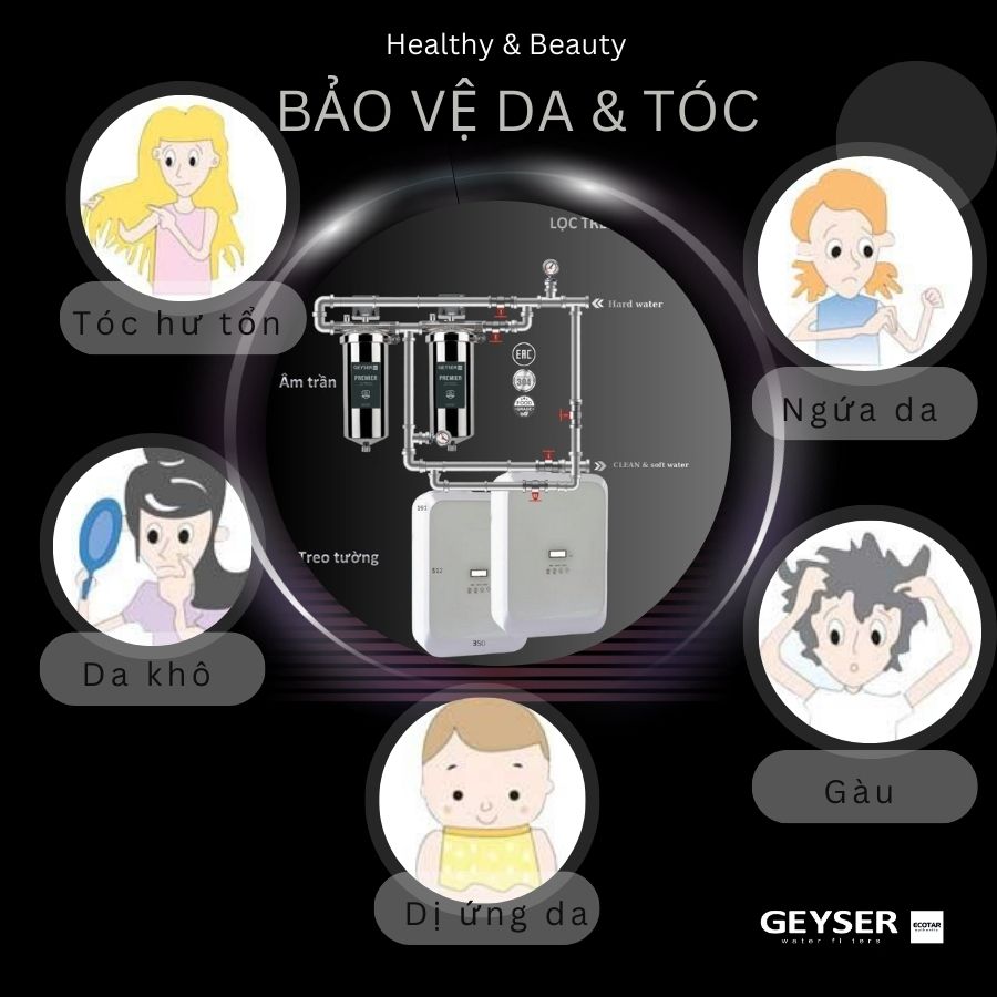 Lọc tổng đầu nguồn trên đường ống cho căn hộ chung cư Geyser Ecotar 2F2Ss bảo vệ da tóc hiệu quả
