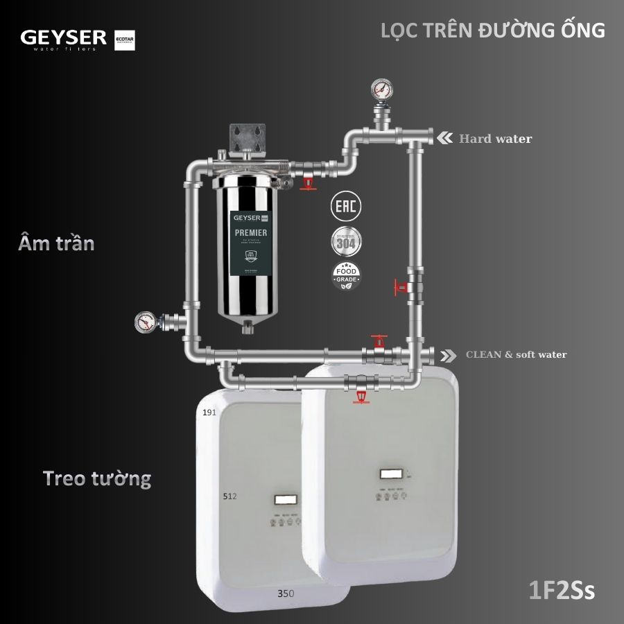 Lọc tổng đầu nguồn âm trần trên đường ống 1F2Ss nhập khẩu châu Âu