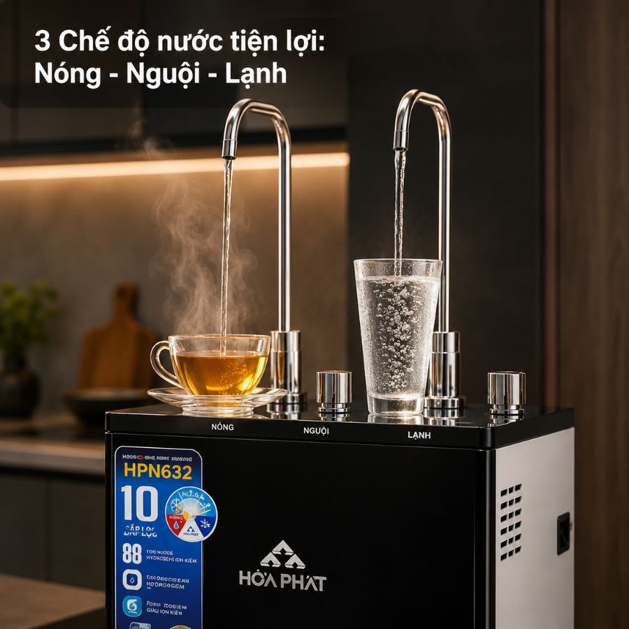 3 Chế độ nước tiện lợi: Nóng - Nguội - Lạnh