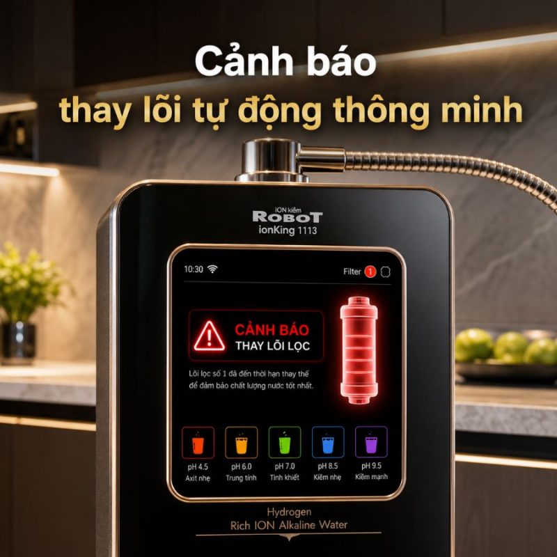 Máy lọc nước iON kiềm Robot ionKing 1113 tạo 13 loại nước tốt