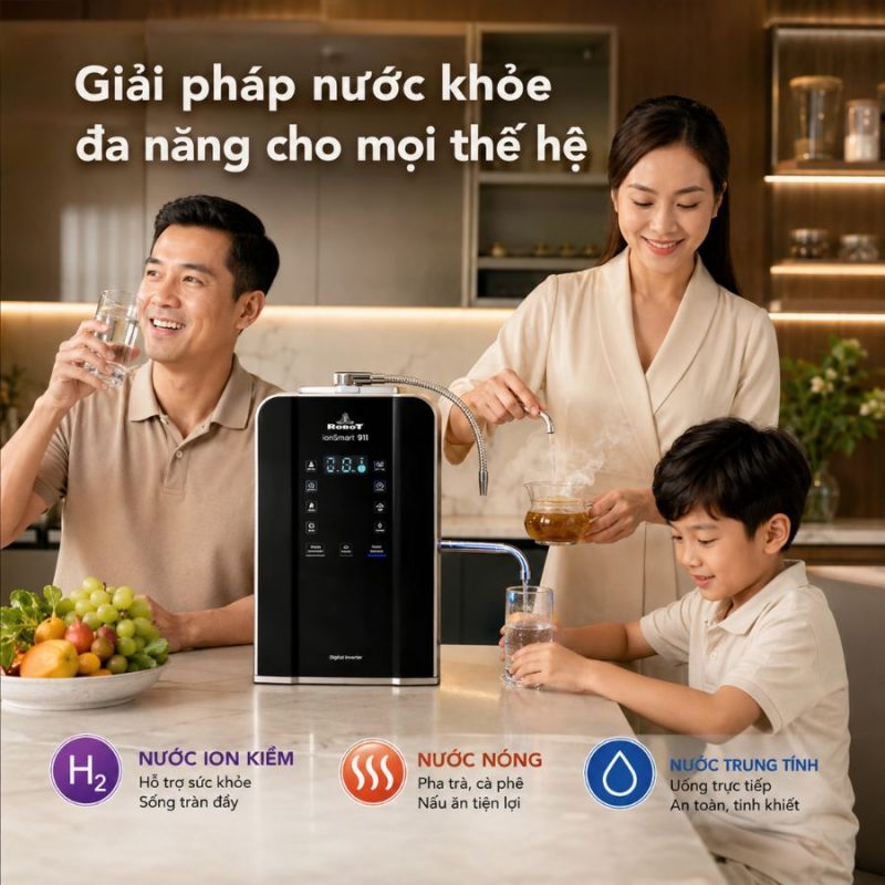 Máy lọc nước điện giải iON kiềm Robot ionSmart 911 miễn phí lắp đặt