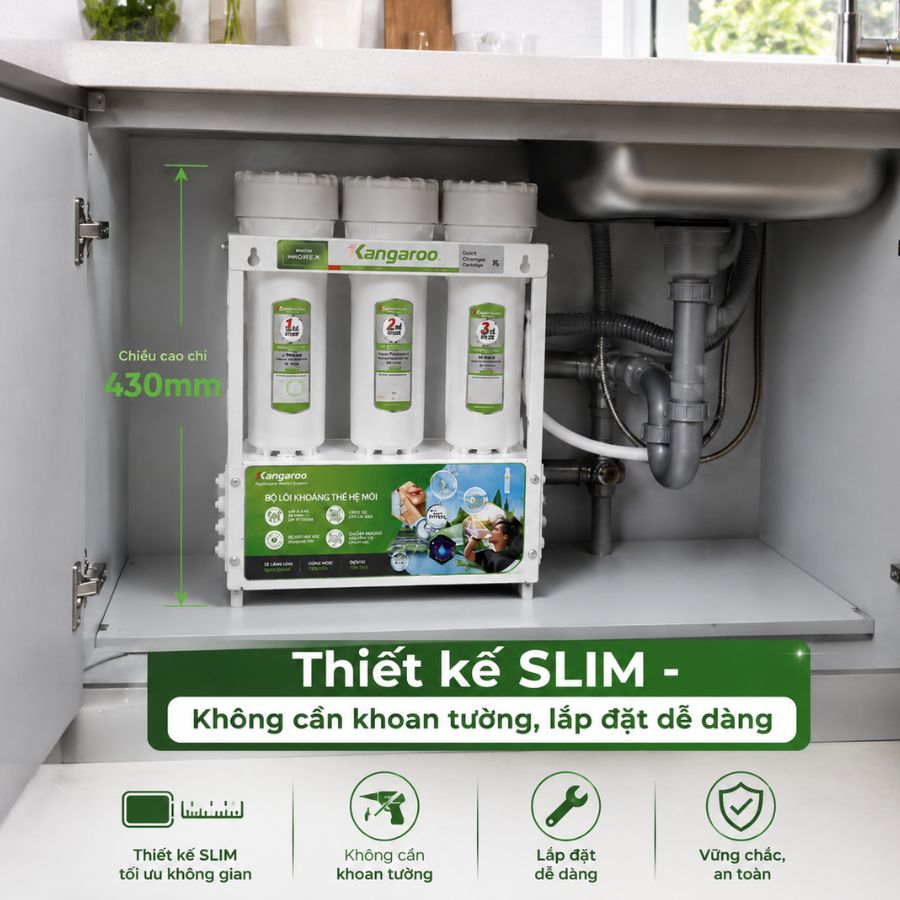  Hydrogen KGHP12K - Thiết kế SLIM - Không cần khoan tường, lắp đặt dễ dàng