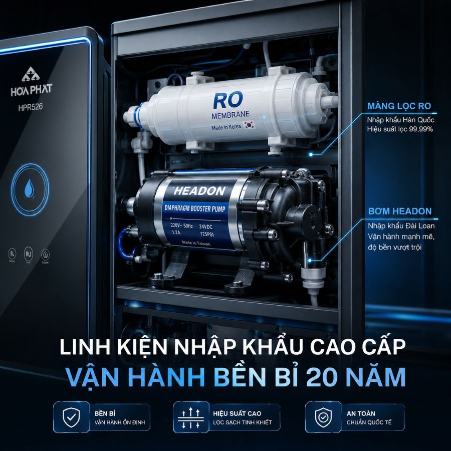 Linh kiện nhập khẩu cao cấp - Vận hành bền bỉ 20 năm