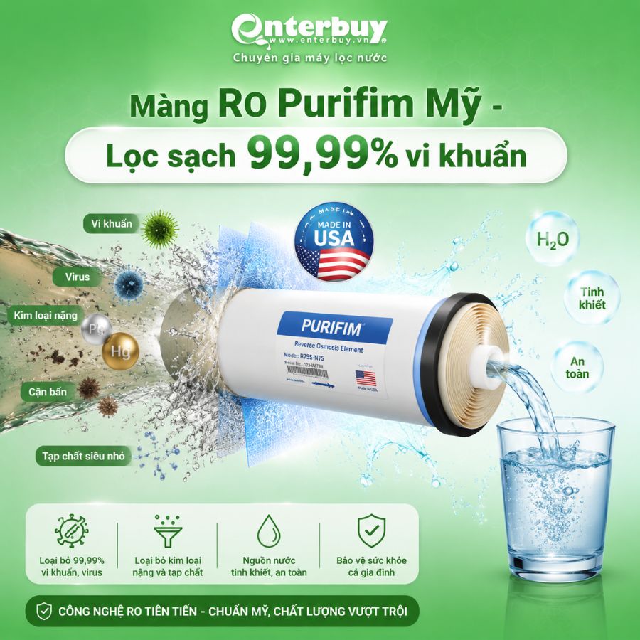 Màng RO Purifim Mỹ - Lọc sạch 99,99% vi khuẩn