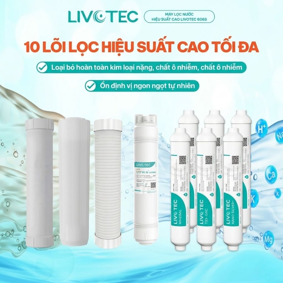 10 lõi lọc công nghệ cao của máy lọc nước Karofi Livotec 606S