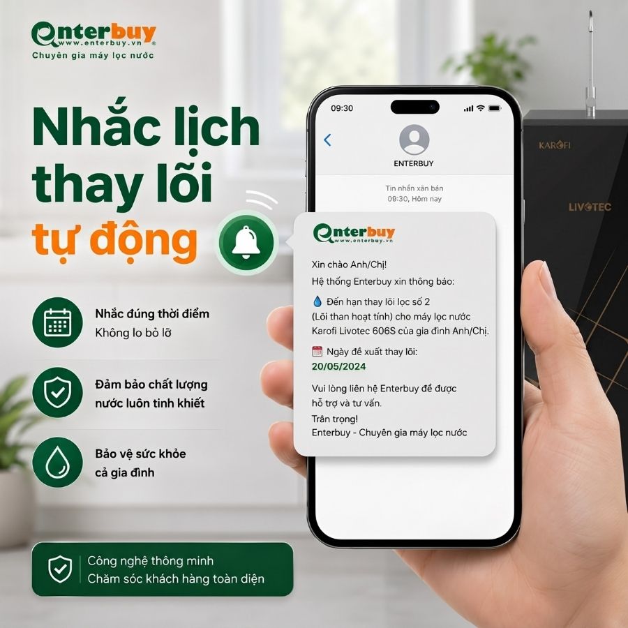 Enterbuy nhắc nhở thay lõi định kỳ