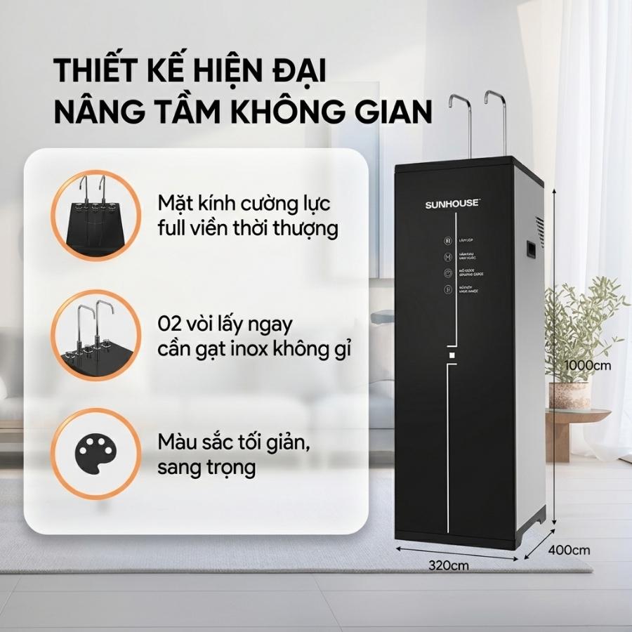 Thiết kế Slim nhỏ gọn tối ưu diện tích của máy lọc nước Sunhouse SHA76226L