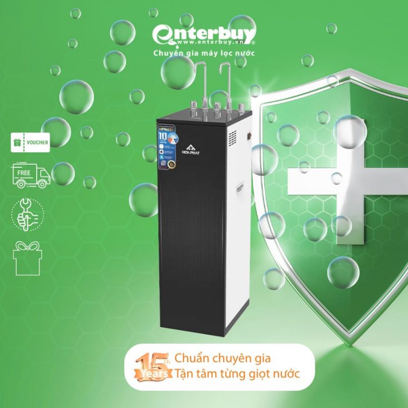 Máy lọc nước RO nóng nguội lạnh Hòa Phát HPN632 - 10 cấp lọc