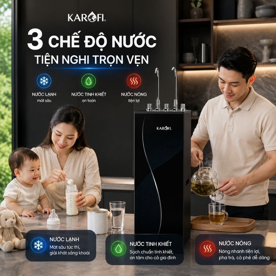 Chế độ nước của máy lọc nước nóng lạnh Karofi KAD-D69.