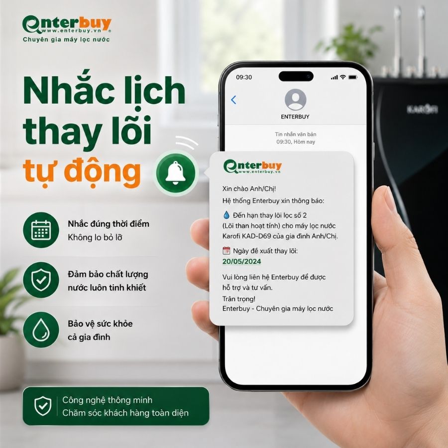 Nhắc lịch thay lõi tự động từ Enterbuy