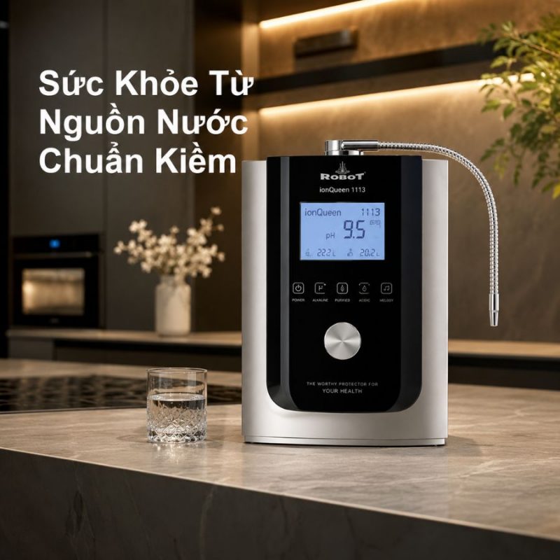 Máy lọc nước điện giải ion kiềm Robot ionQueen 1113 mới chính hãng