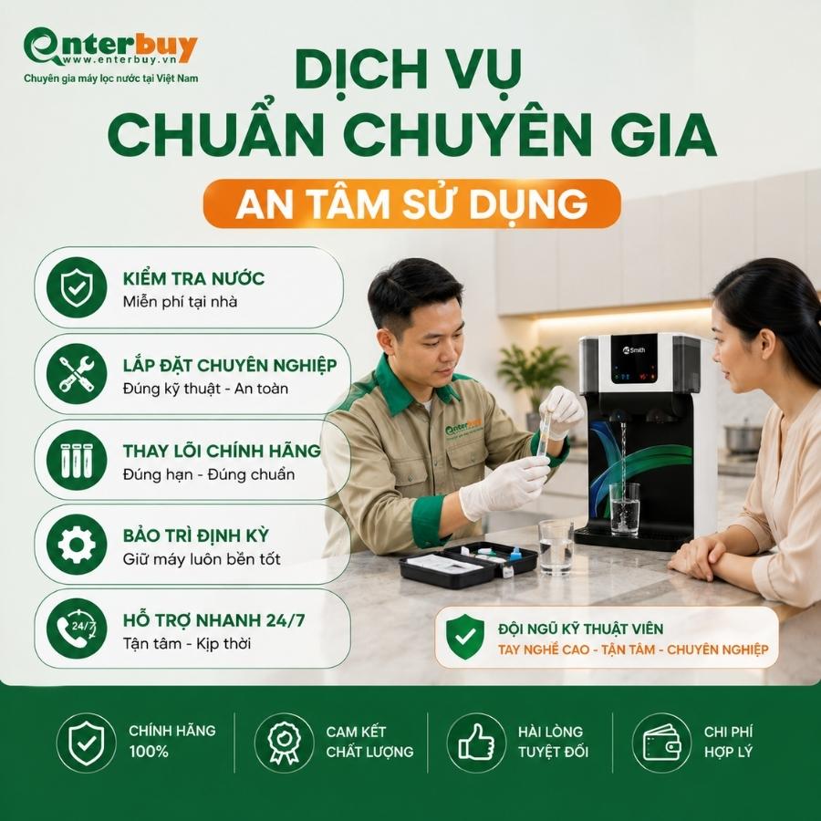 Dịch vụ chăm sóc và bảo trì máy lọc nước chuẩn chuyên gia tại Enterbuy